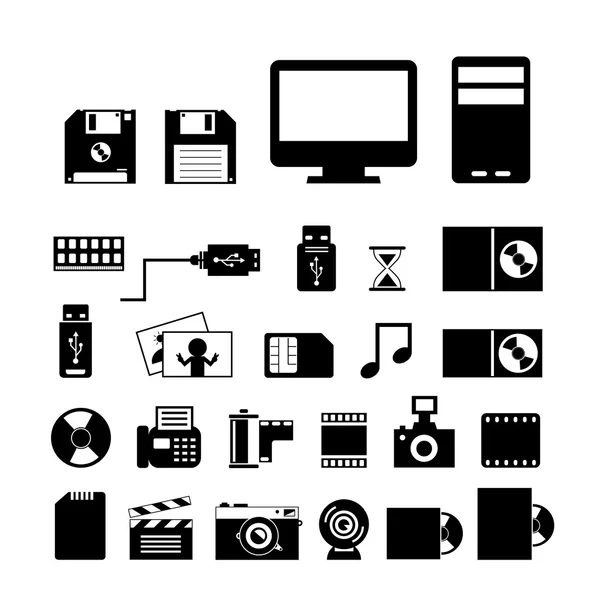 Computer and storage icons set — Stock Vector