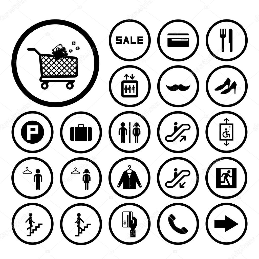 Shopping mall icons set