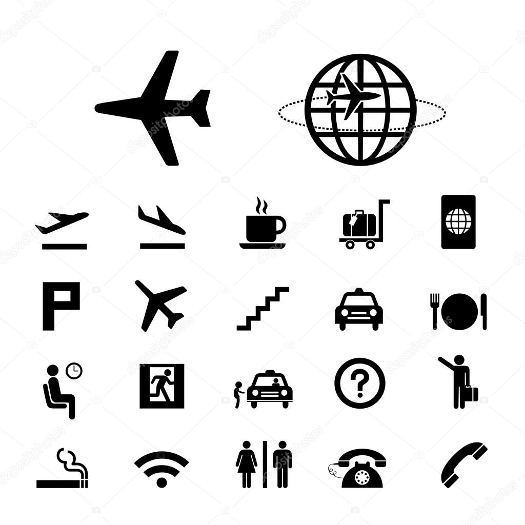 Vector basic icon set for airport