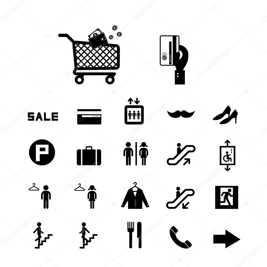 Shopping mall icons set Stock Vector by ©tackgalich 55296645