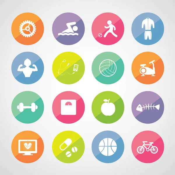 Sports and healthy icons set — Stock Vector