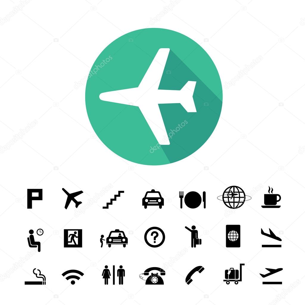 Vector basic icon set for airport