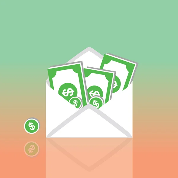 Dollars in een envelop — Stockvector