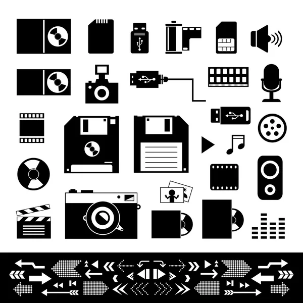 Technology and storage icons set — Stock Vector