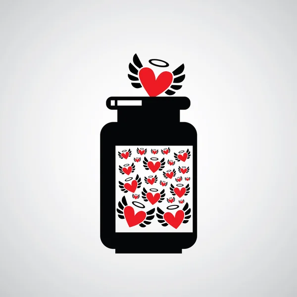 Vial de corazones símbolos — Vector de stock