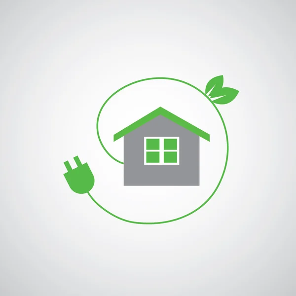 Maison verte, icône de l'efficacité énergétique — Image vectorielle
