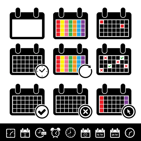 Ensemble d'icônes de calendrier de base — Image vectorielle