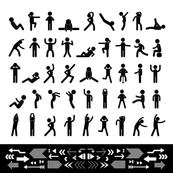 Action peuple ensemble de symboles — Image vectorielle