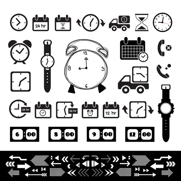 Ensemble d'icônes de livraison et temps — Image vectorielle