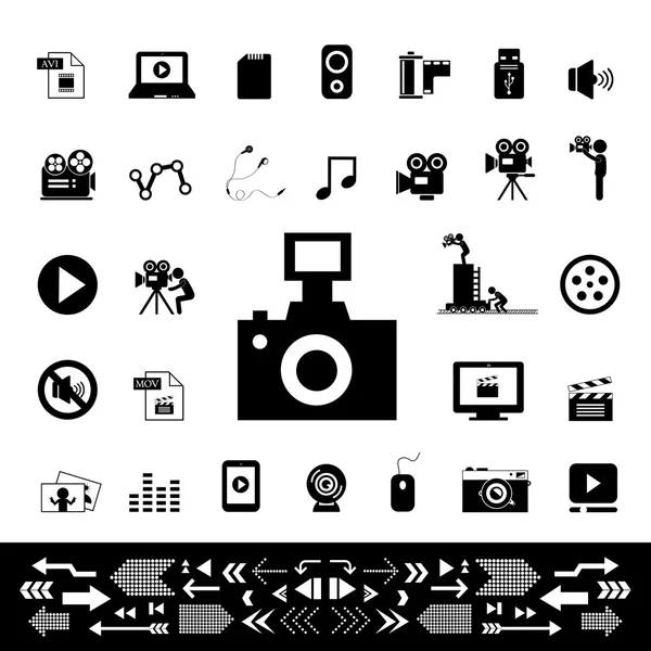 Iconos de cine y medios — Vector de stock