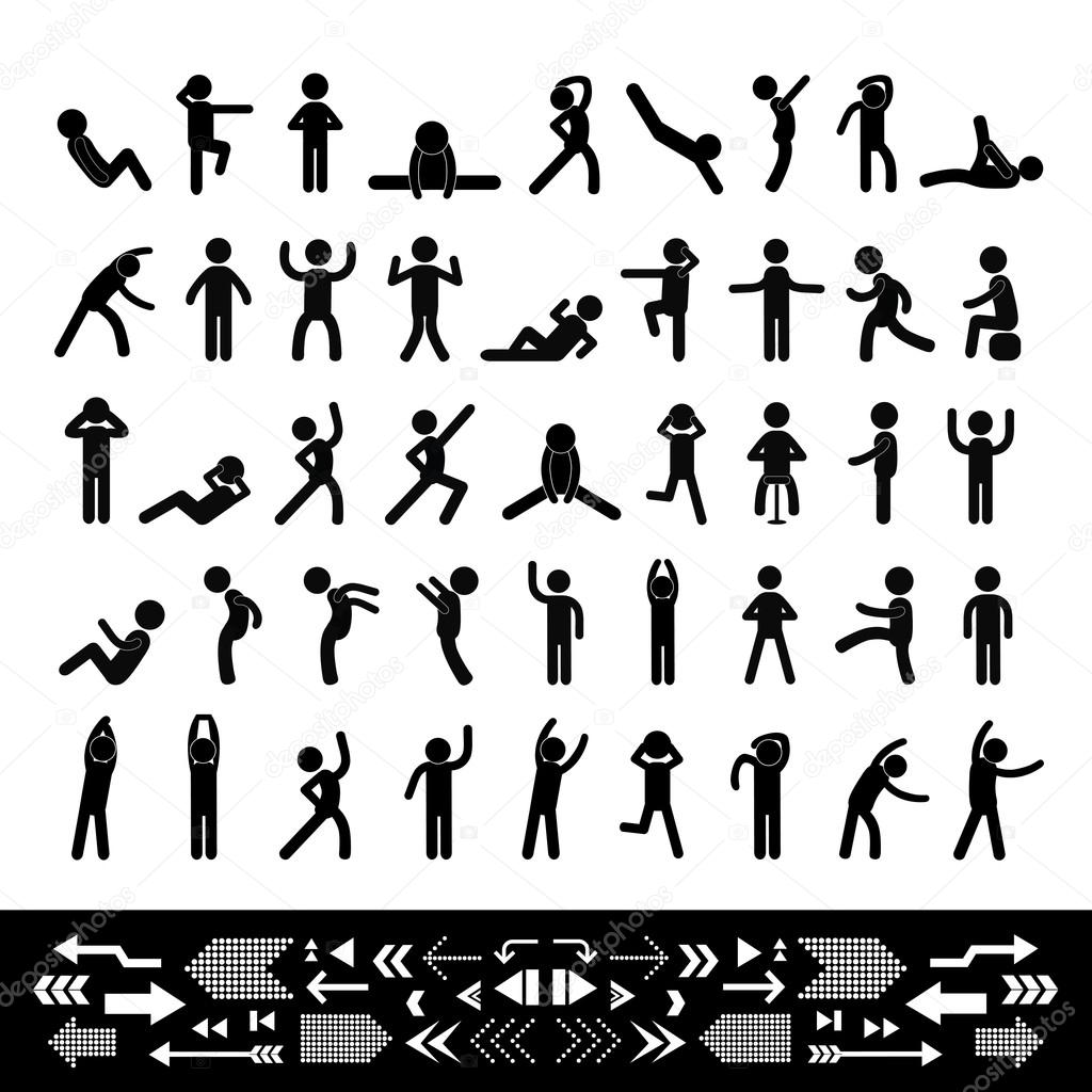 Action people symbol set