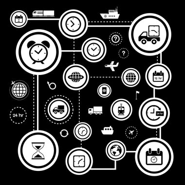 ulaşım ve saat Icon set