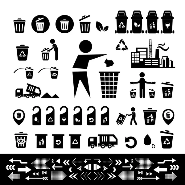 Conjunto de iconos de papelera de reciclaje — Vector de stock