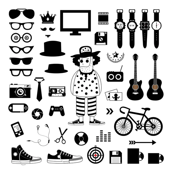 Hipster style elements and icons — Stock Vector