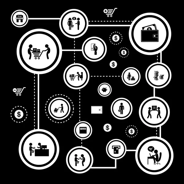 Pictogram winkelen en levering — Stockvector