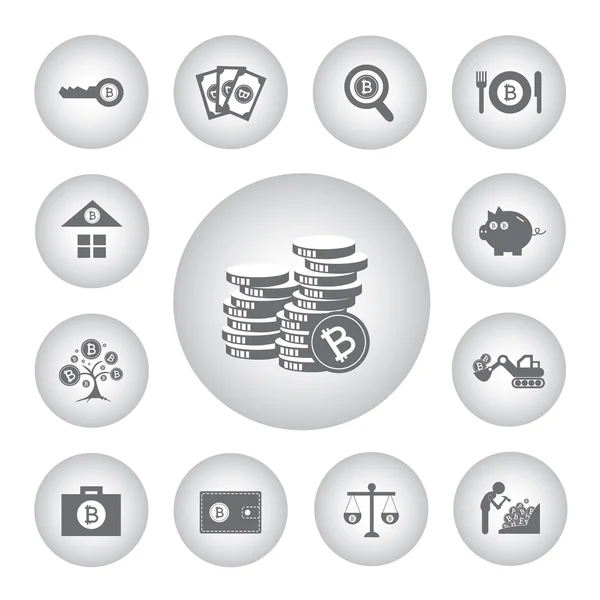 Icônes bits pièces ensemble — Image vectorielle