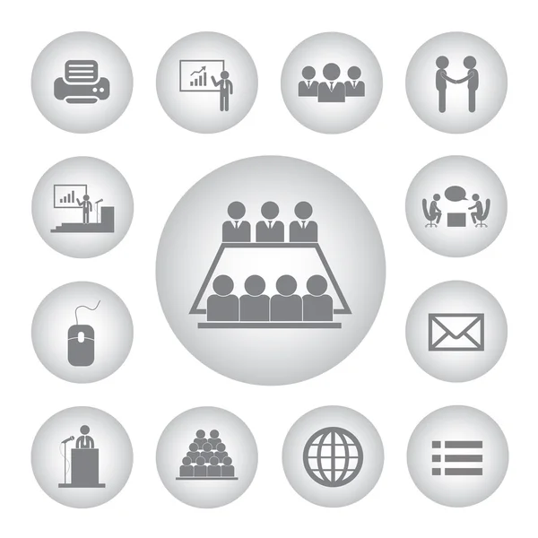 Iconos de gestión empresarial y conferencias — Archivo Imágenes Vectoriales