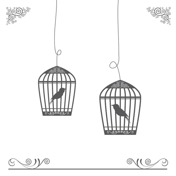 Cages à oiseaux design vintage — Image vectorielle