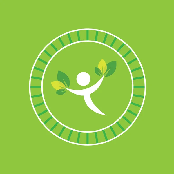 Green eco man symbol — Stockvector