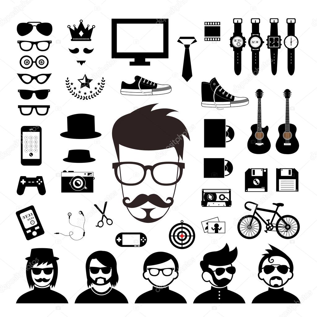 Hipster style elements and icons