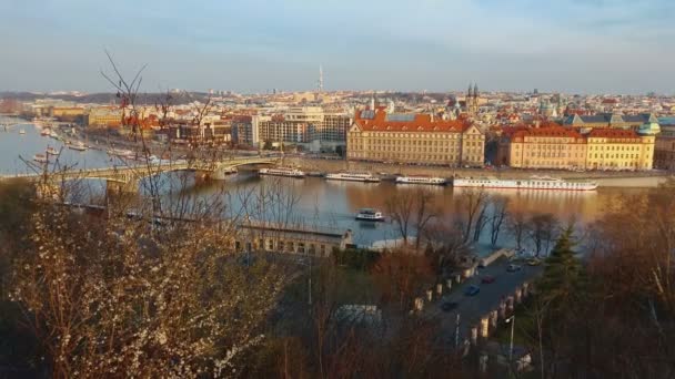 Panoramatický pohled nad Prague city — Stock video