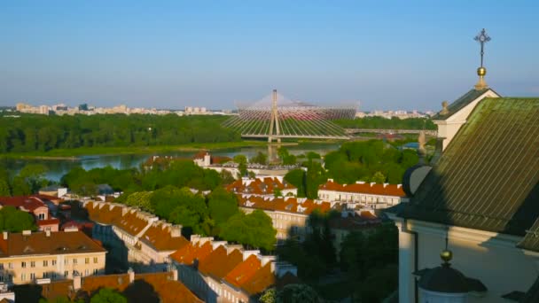 Pohled na město Varšava shora — Stock video