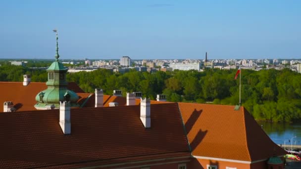 Pohled na město Varšava na den — Stock video