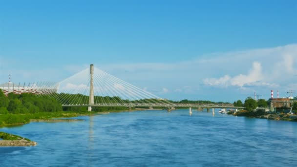 View on Bridge on Vistula River — Stock Video