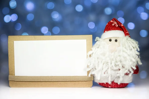 Jultomten eller far Frost med vita tomma kort — Stockfoto