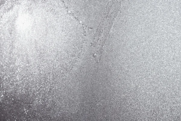 Ice and frost on frozen window — Stock Photo, Image