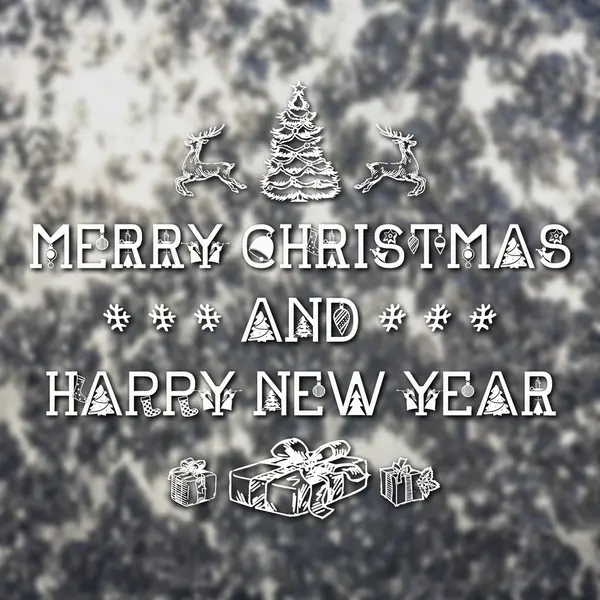 Boldog Karácsonyt és új évet üdvözlő kártya — Stock Fotó