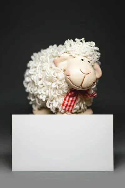 Koyun boş kartı ile — Stok fotoğraf