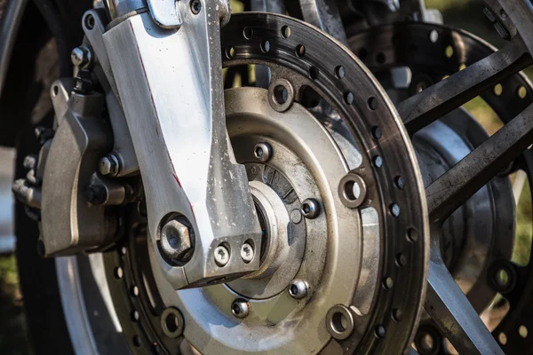 Sport bike or motorcycle brake disk — Stock Photo, Image