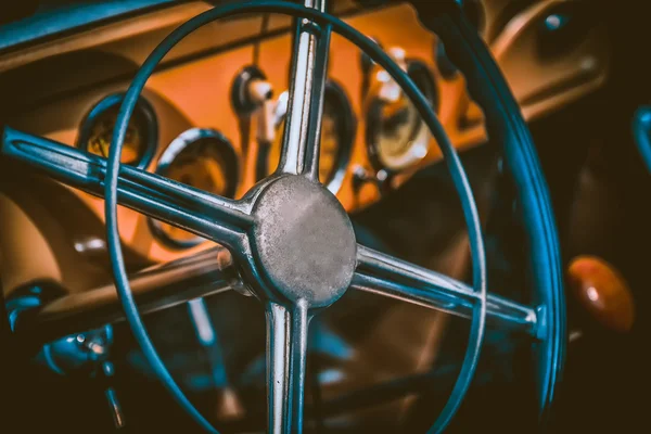 Interior of vintage car. Vintage effect processing — Stock Photo, Image
