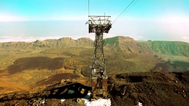Füniküler tarafından teleferik üzerinde Teide yanardağı hareket — Stok video