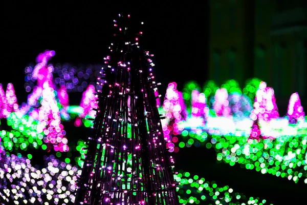 Christmas Tree made from Christmas Lighting Garland — Stock Photo, Image