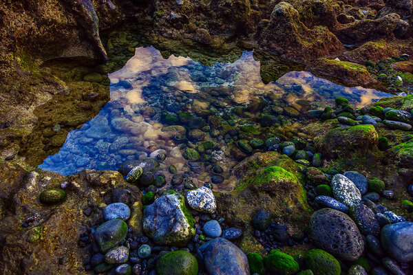 Beach Stones in Ocean Abstract Background