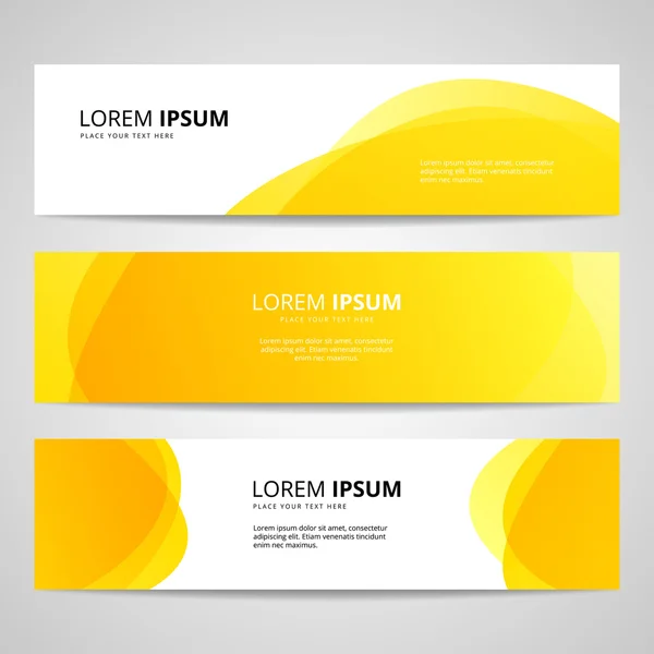 Ensemble de trois bannières jaunes — Image vectorielle
