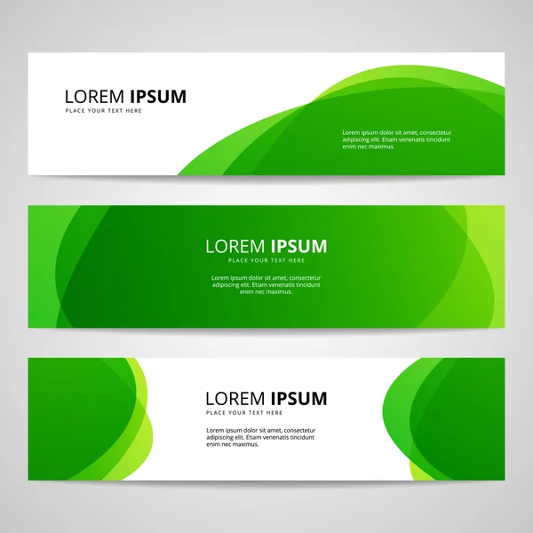 Conjunto de tres pancartas verdes — Vector de stock