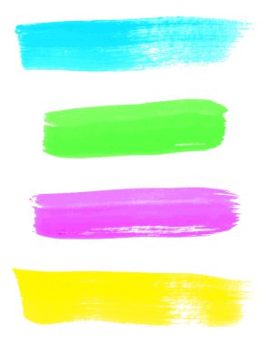 set renkli suluboya fırça darbeleri