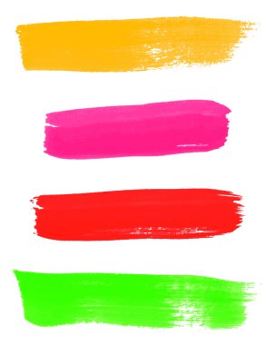 set renkli suluboya fırça darbeleri