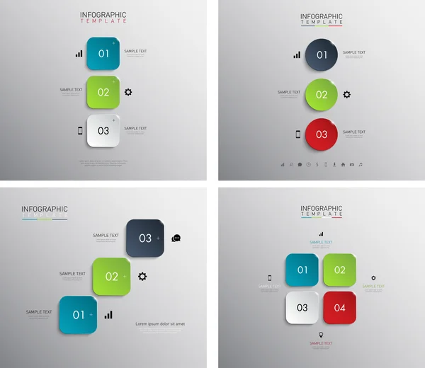 Modelli infografici con numeri — Vettoriale Stock