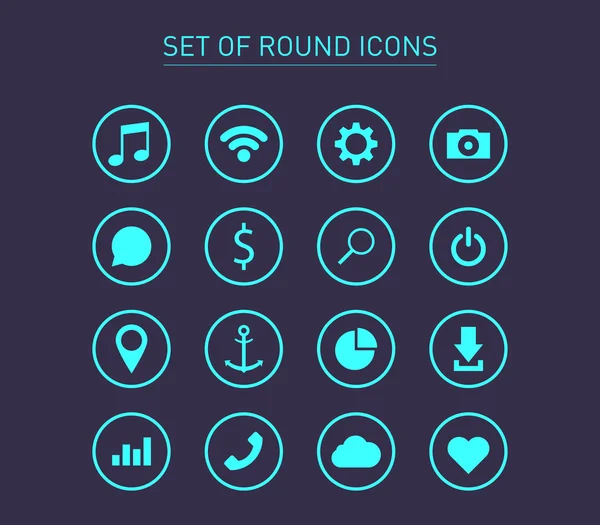 Iconos de medios redondos — Vector de stock