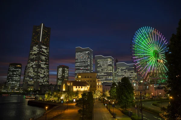 Wgląd nocy Yokohama, Japonia — Zdjęcie stockowe