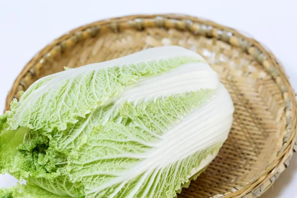 Napa cabbage on bamboo tray — Stock Photo, Image