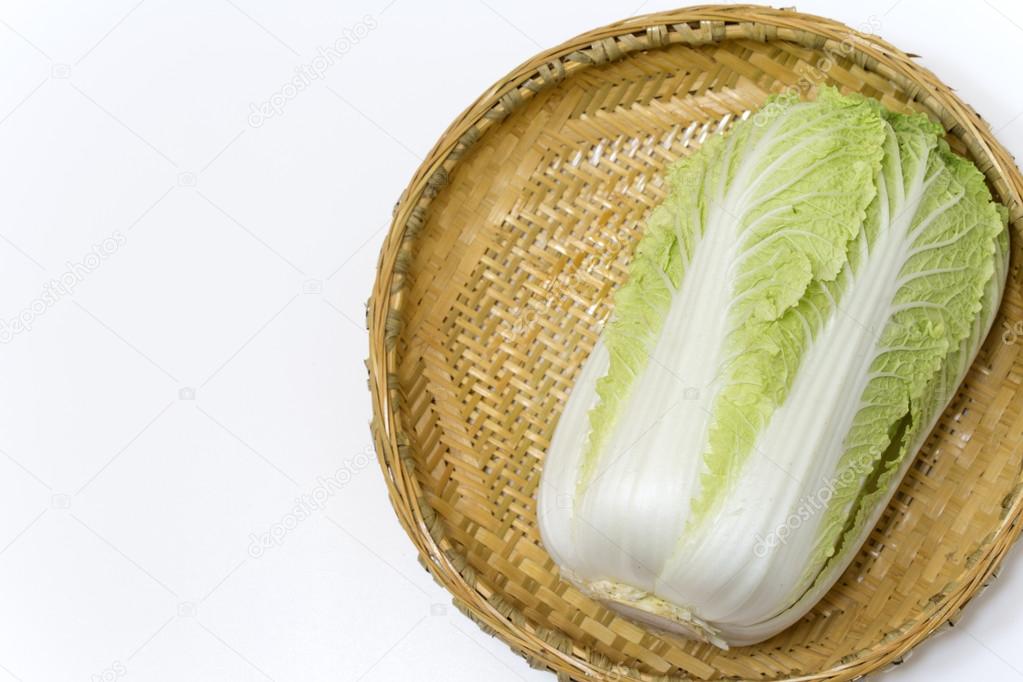 Napa cabbage on bamboo tray