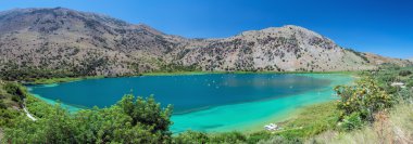 Crete Island, Yunanistan Kournas Gölü Panoraması
