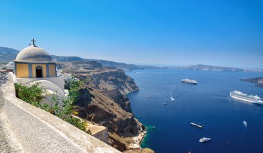 Santorini Adası yanardağ, Yunanistan Caldera görüntüleyin