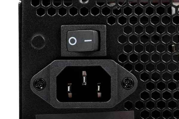 매크로 클로즈업 버튼은 케이블을 않았다 소켓빈 에너지 연결되지 하드웨어 추상적 — 스톡 사진