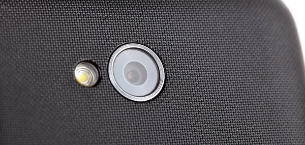 Smartfon Pojedynczy Obiektyw Kamery Makro Ekstremalne Zbliżenie Szeroki Kadr Szczegółowy — Zdjęcie stockowe